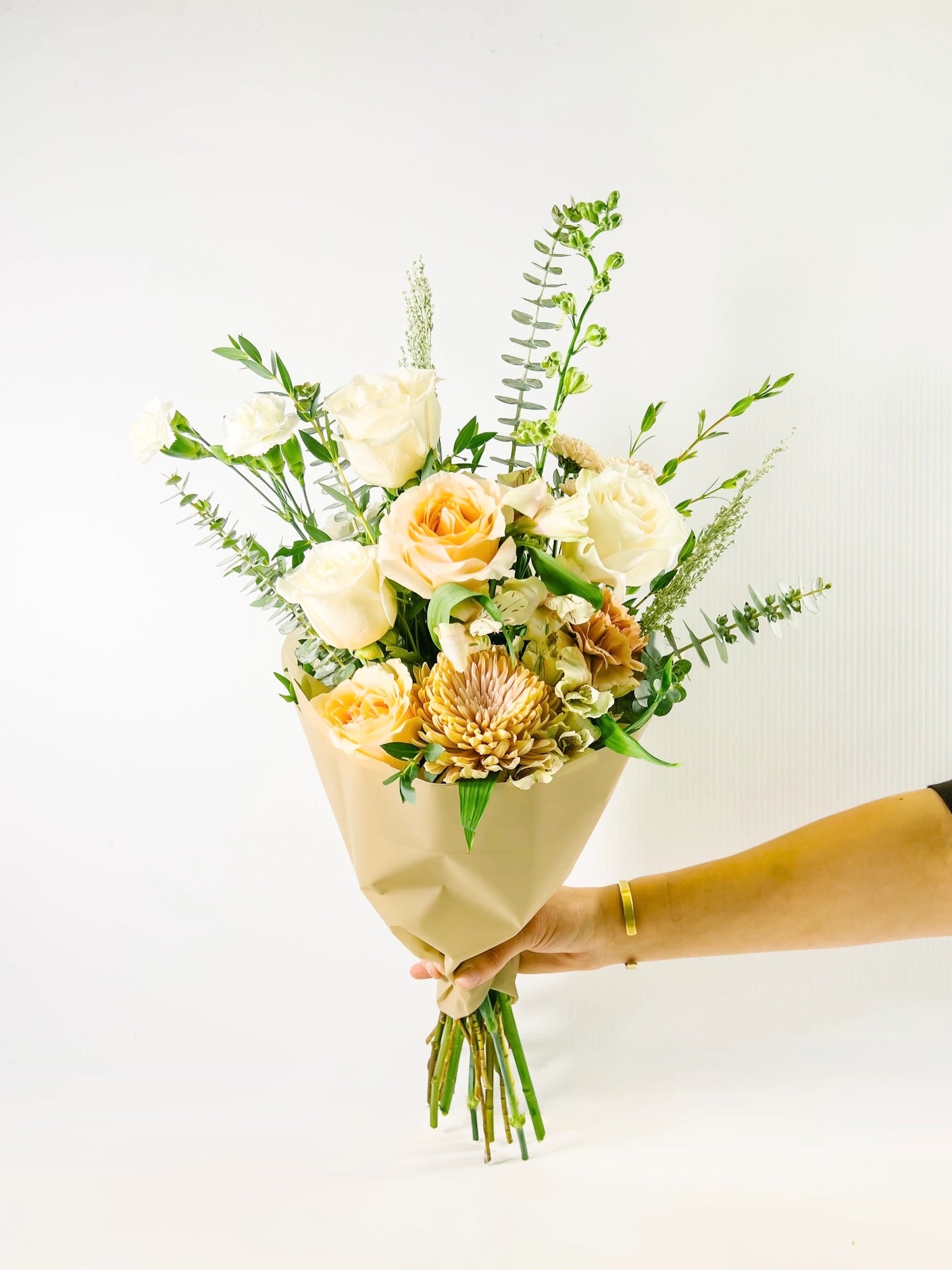 Classic Wrapped Bouquet in Neutral palette, Portland Metro same-day delivery