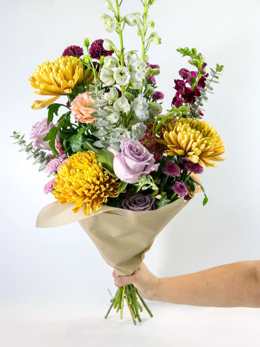 Grand Wrapped Bouquet in Seasonal Autumn palette, Portland Metro same-day delivery 