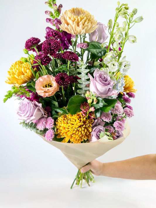 Luxe Wrapped Bouquet in Seasonal Autumn palette, Portland Metro same-day delivery