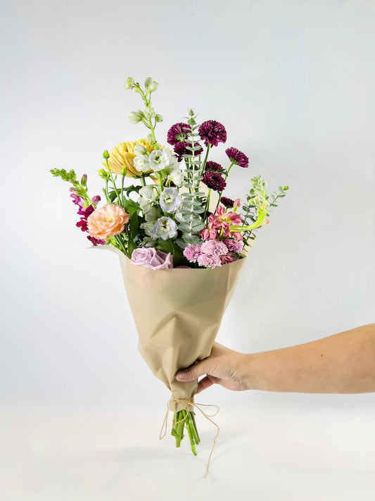 Petite Wrapped Flowers in Seasonal Autumn palette, Portland Metro same-day delivery