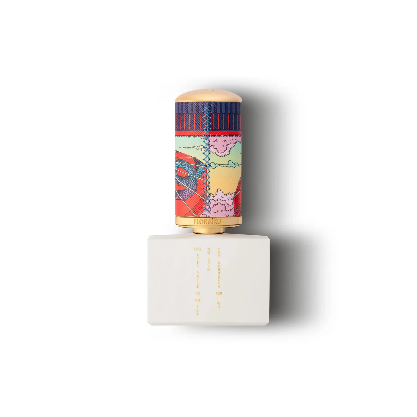 Colorful cylindrical product with a pattern on a white base, featuring the brand 'Floraflo'.